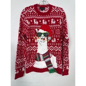 Blizzard Bay Ugly Christmas Sweater Small Red Llama Fair Isle Whimsical Holiday